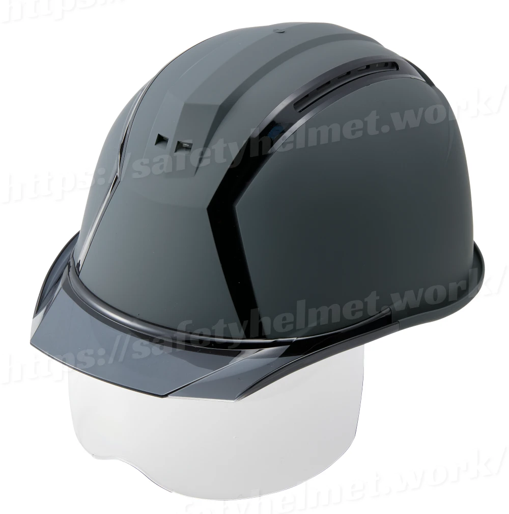 【つや消しマット塗装】スミハット MXCS-B 作業用 シールド面付きヘルメット(通気孔付き/ライナー入り) - 画像 (3)